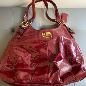 Coach Madison Brass and Plum Maggie Patent Leather